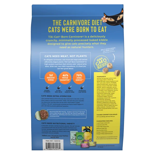 TikiCat Born Carnivore Herring & Salmon BAKED Dry Cat and Kitten Food - Image 4