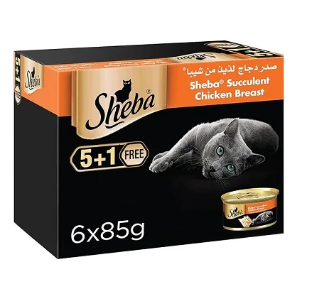 Sheba Succulent Chicken Breast Wet Cat Food, 85g, (5 + 1 Free)